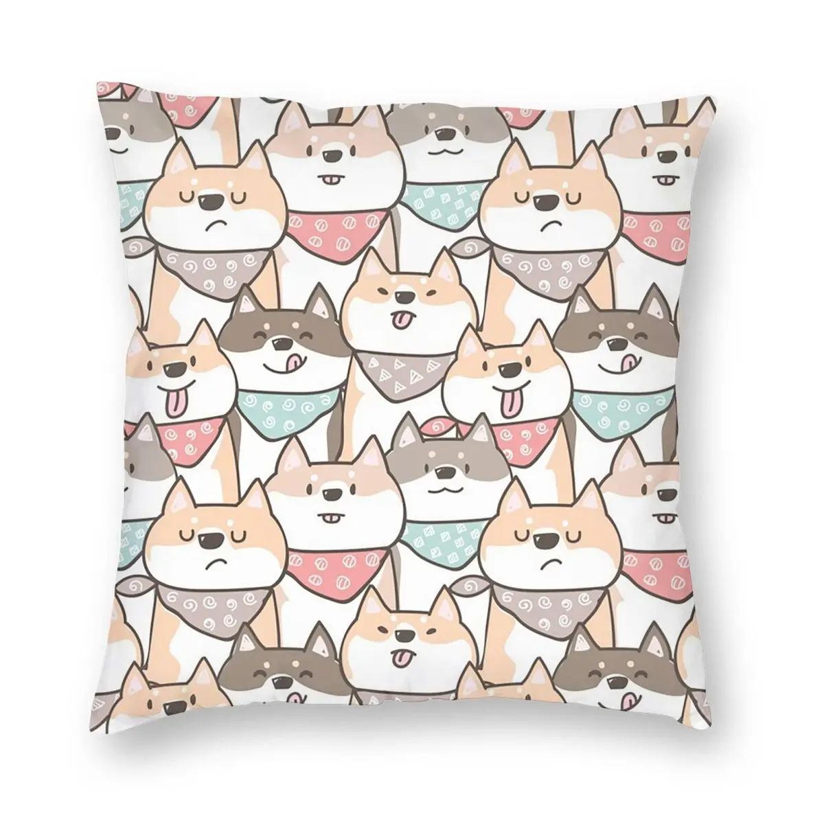 Cute Shiba Inu Dog Cartoon Pattern Square Pillowcase Pillow Cover Cushion Zip Decorative Comfort Throw Pillow for Living Room
