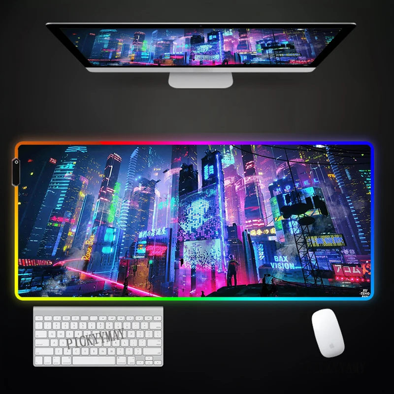 

Neon Pixel Large RGB Mouse Pad XXL Gaming Mousepad LED Mouse Mat Gamer Mousepads Luminous Table Mats Desk Pads With Backlit