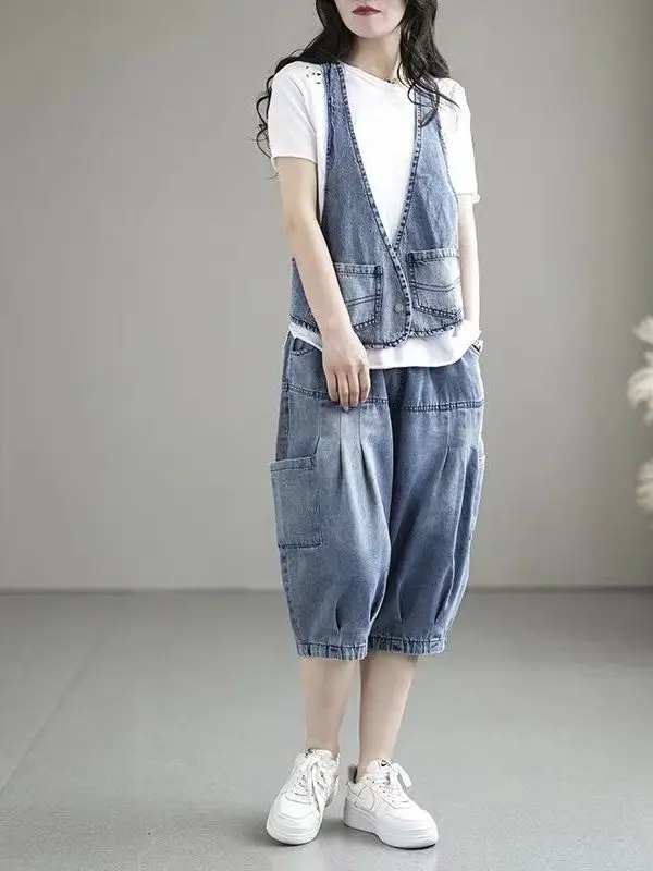 Gilet en jean pour femmes, ample, décontracté, rétro, mode, polyvalent, vêtements d'extérieur, ort Sve, bouton ket, doublé en coton, nouvelle collection printemps été