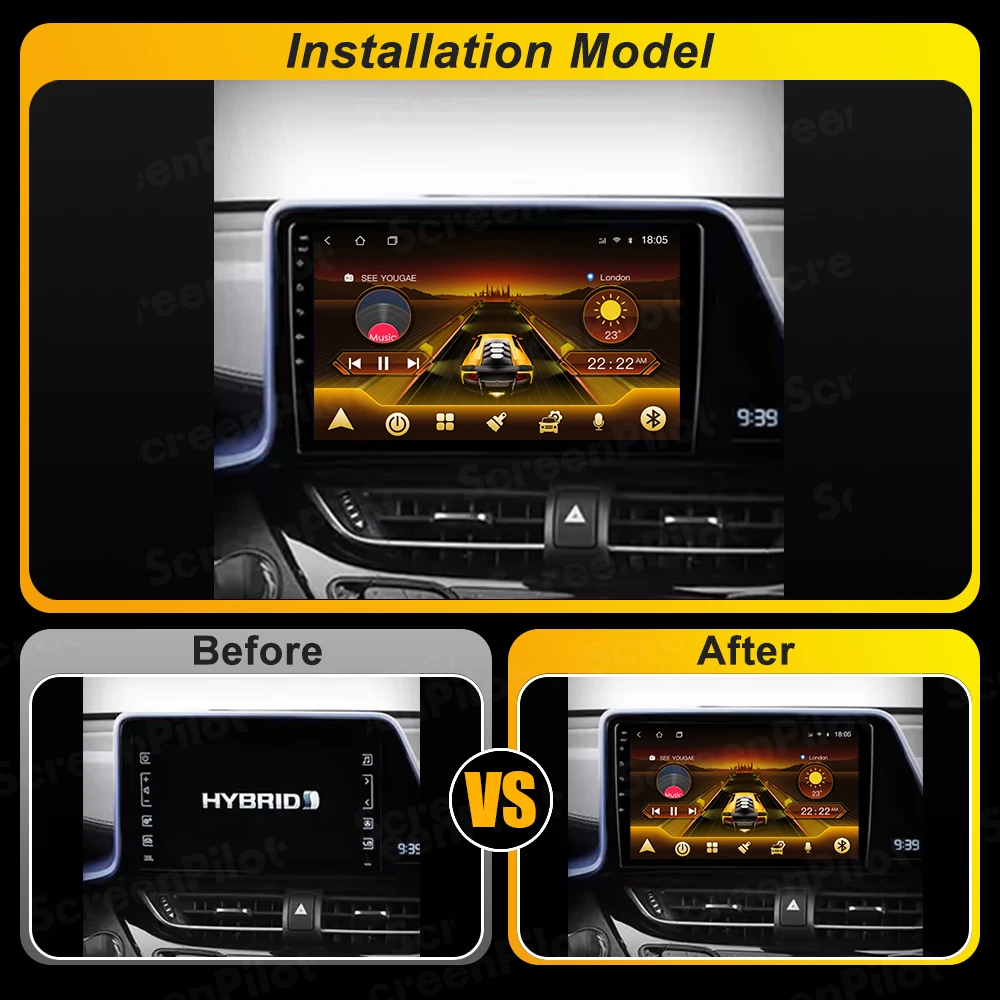 لتويوتا C-HR حقوق الإنسان 2016 2017 أندرويد 15 راديو السيارة ستيريو رئيس وحدة الوسائط المتعددة مشغل فيديو لتحديد المواقع والملاحة شاشة تعمل باللمس واي فاي