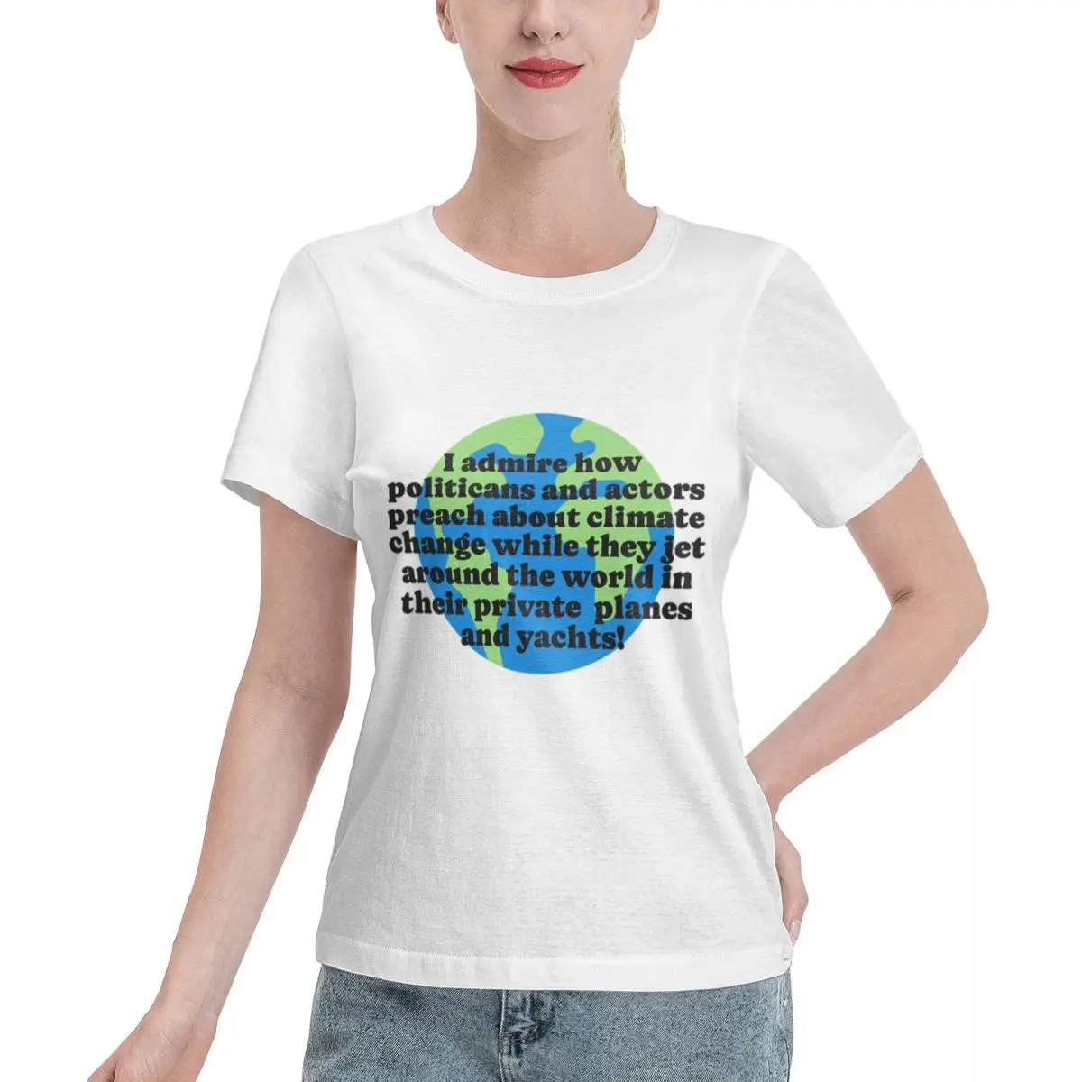 T-shirt tendance pour femmes avec la phrase « Les politiciens et les acteurs sont des hypocrisies », style chic français, décontracté