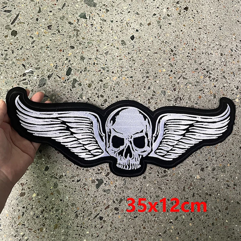 Punk Embroidered Patch Biker Rock Large Guitar Patch Iron On Patches For Clothing Jacket Big Wings Patches On Clothes Back Badge