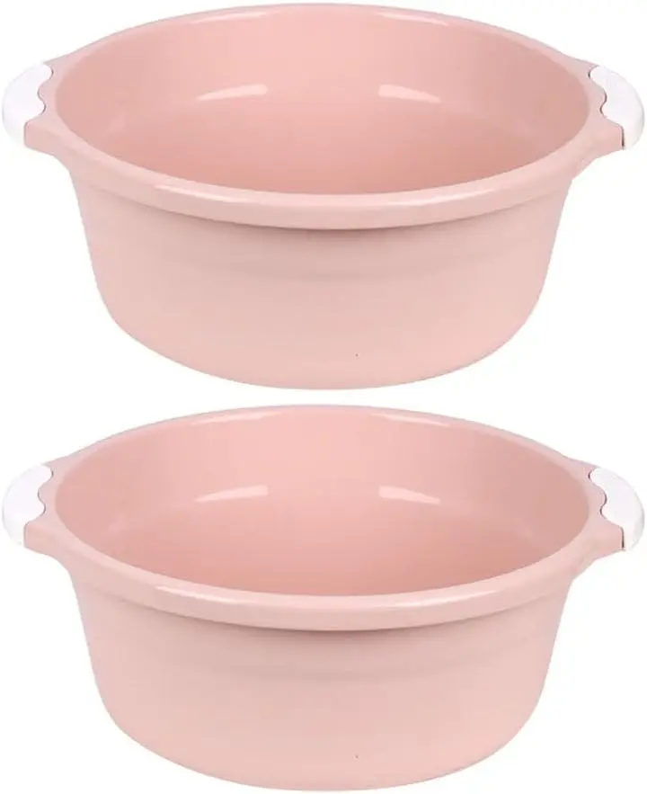 

Round Plastic Wash Basin, 2pcs Portable Dish Tub Dishpan Multipurpose Washtub for Face Cleansing Dish Wash Vegetable Fruit Wash