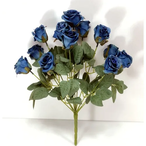 Artificial Pot Medium Size Navy Blue Realistic Rose Bundle