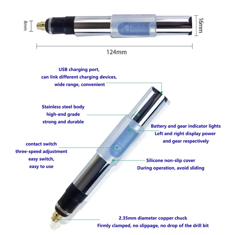 Electric Micro-Engraving Pen USB Rechargeable Engraving Machine With 36 Bits, Portable Mini Engraving Tool