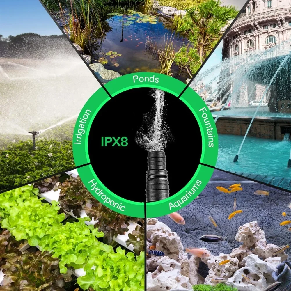 Pompa ad acqua sommergibile personalizzabile da 5300 GPH, pompa per laghetto da 310 W, pompa per acquario ultra silenziosa con 20 piedi. Altezza di sollevamento per laghetto Waterfal