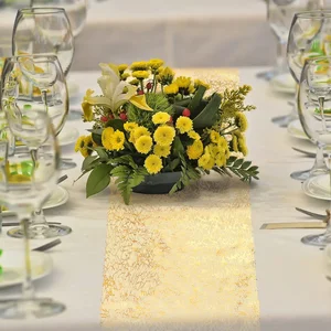 Goldene Tischkorridore mit metallischem Glanz, Tischdecke, rechteckige Rolle, Tischdekoration, Geburtstag und Hochzeit, 30 x 500 cm 8 Hauptverkauf Gold Table Korridor - №4