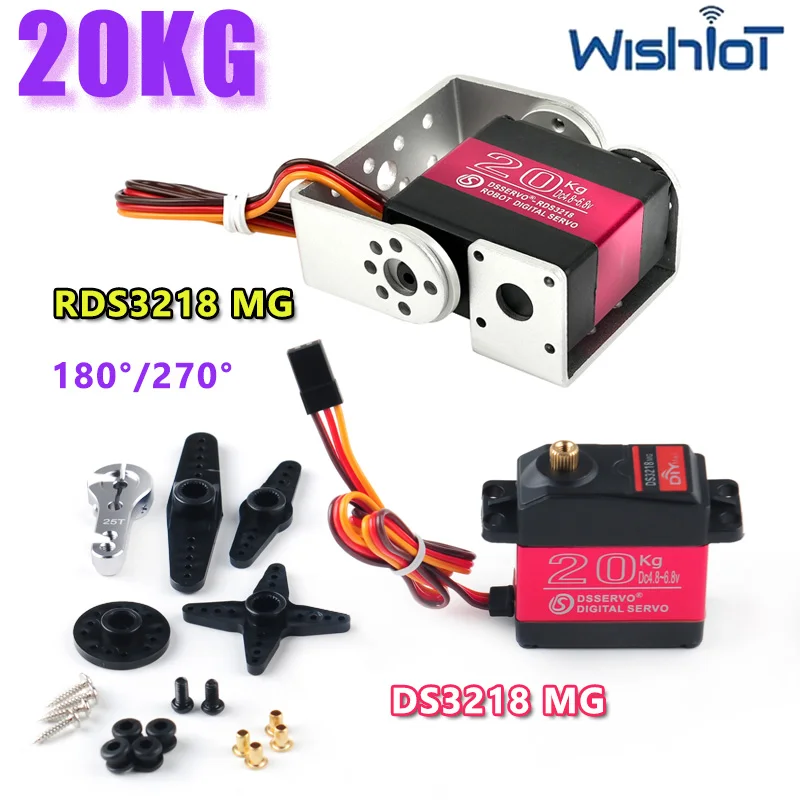 

20KG DS3218 MG Standard Digital Servo Motor Large Torque 180/270 Degree Metal Gear RDS3218 MG Dual-Axis Servos DIY Toy Car Parts