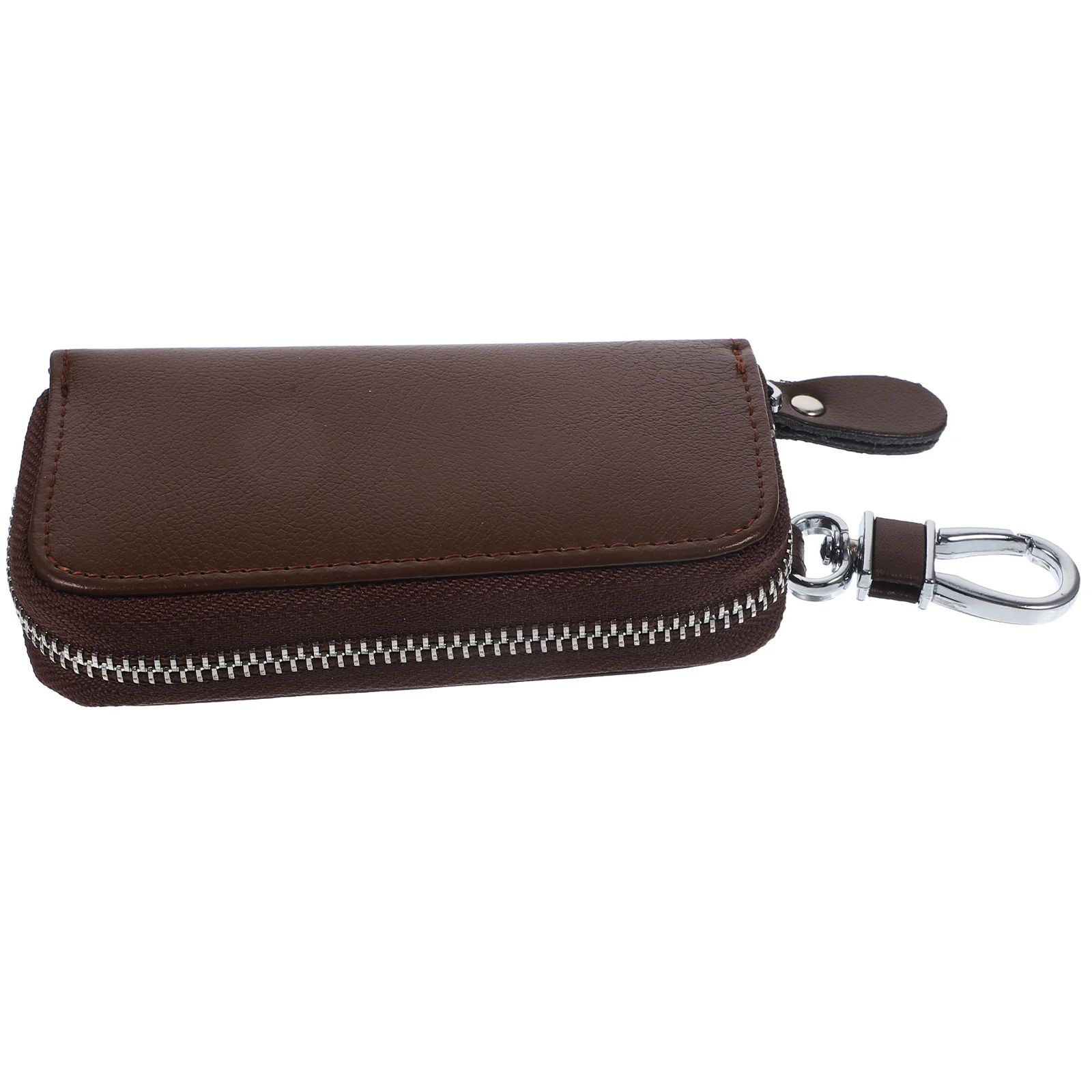 

Car Key Pouch Durable Fashion Keychain Bag For Men Coffee Scratch Anti-Loss Zipper Closure