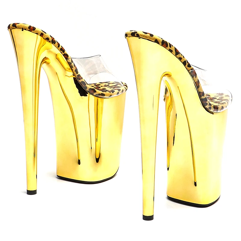 Leecabe 23CM / 9inches PVC Upper   open toe  fashion  Platform High Heels slipper Sandals Pole Dance shoes