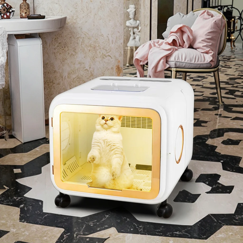 Smart Professional Foldable ABS Eco-Friendly Automatic Charge Dryer Box 68L White for Cats Dogs Luxury Pet Grooming Bathroom Use
