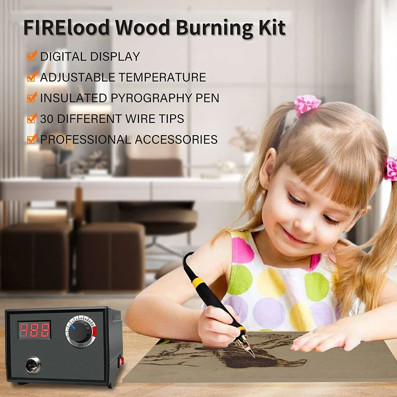 Pyrography Wood Burning Kit Professional Wood Burner Tool 30 Woodburning Pen Tips