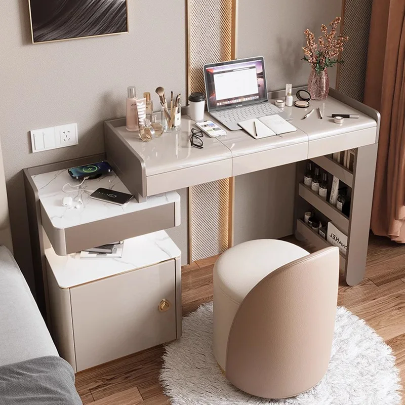 xx- Luxury Modern Makeup Vanities White Storage Bedside Study Dressing Table Makeup Chair Penteadeira Trendy Bedroom Furniture^