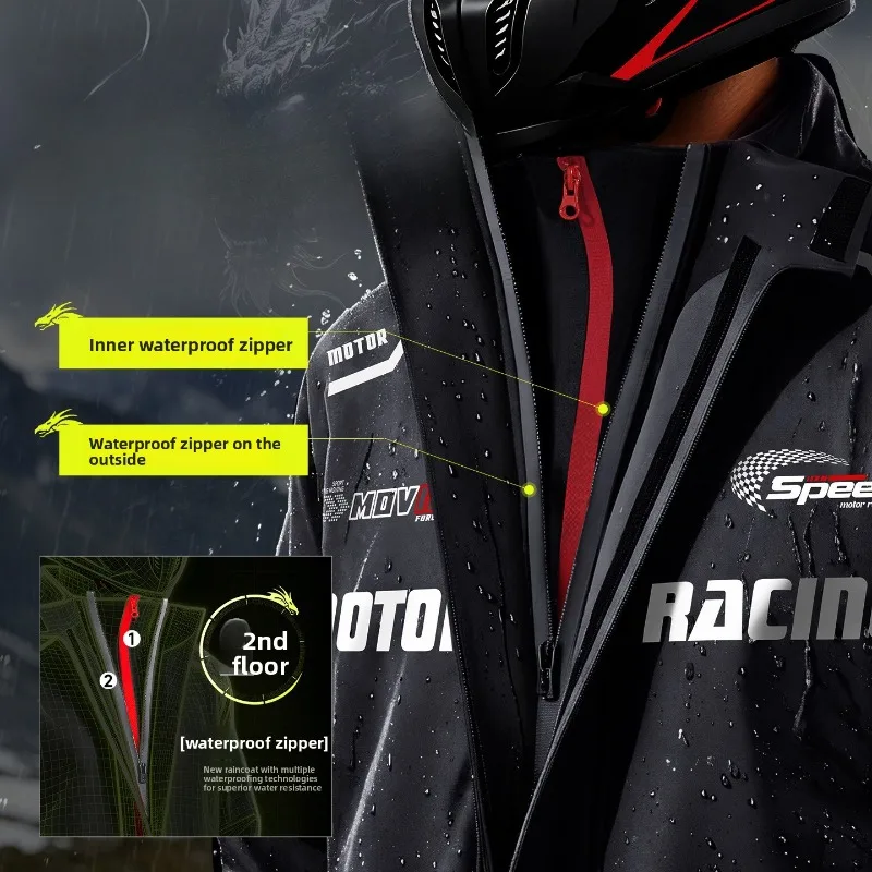 1 Set Motorcycle Rain Suit Split Rain Jacket & Pants Set Thickened Heavy Rainproof Riding Raincoat for Men Women