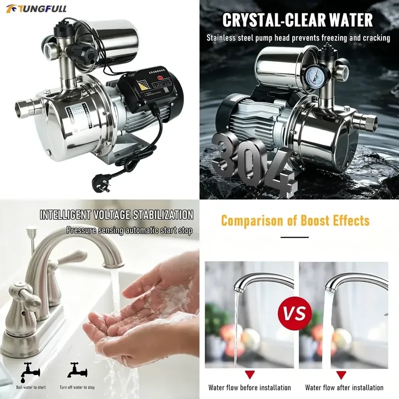 Fully Automatic Water Pump 550W-1100W Self-Priming Stainless Steel Silent Tap Pump for Water Supply System