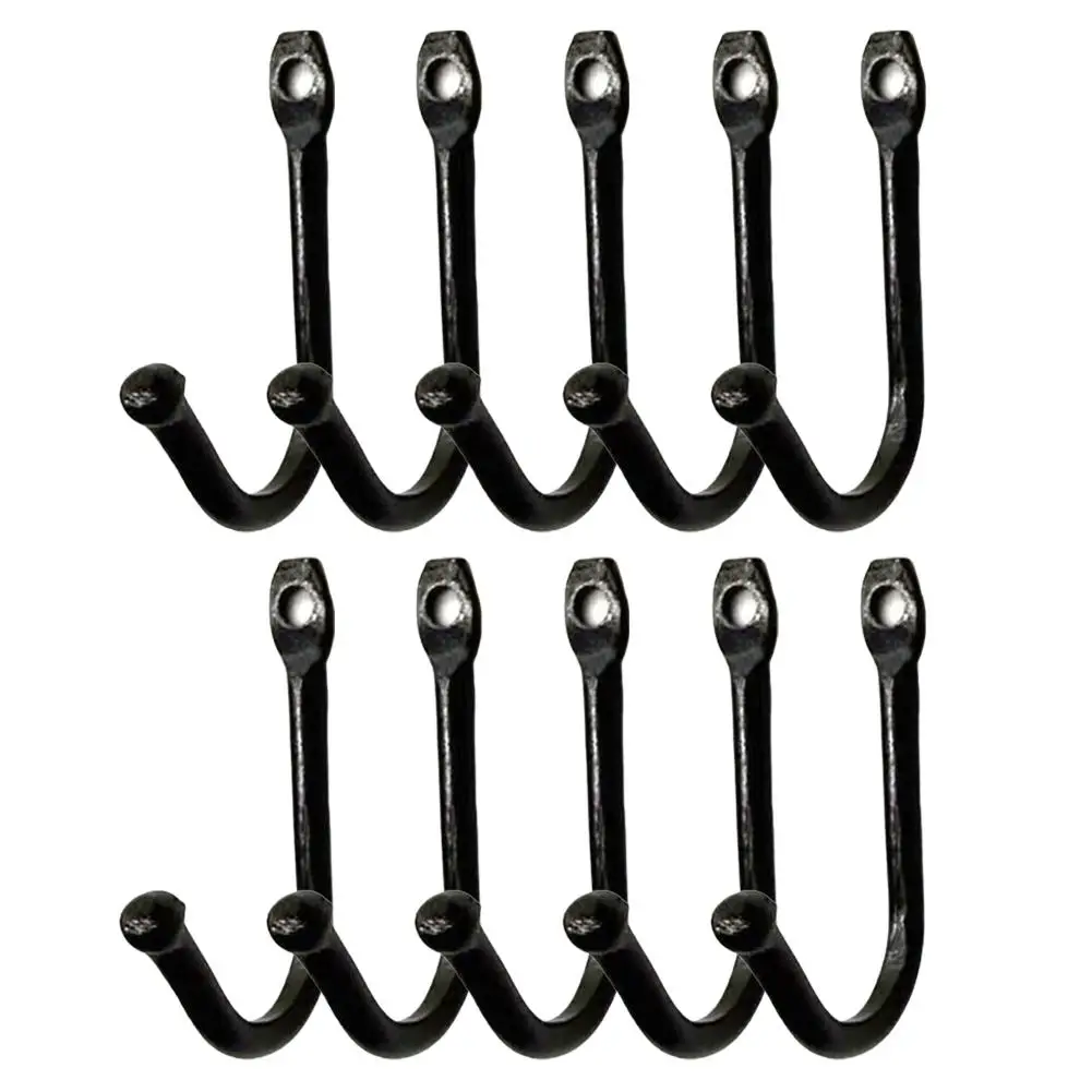 10PCS/Set J-shaped Metal Wall Hooks with Screw Coffee Cup Keys Towel Hanging Hangers Coat Rack Bag Holder Kitchen Storage Tool