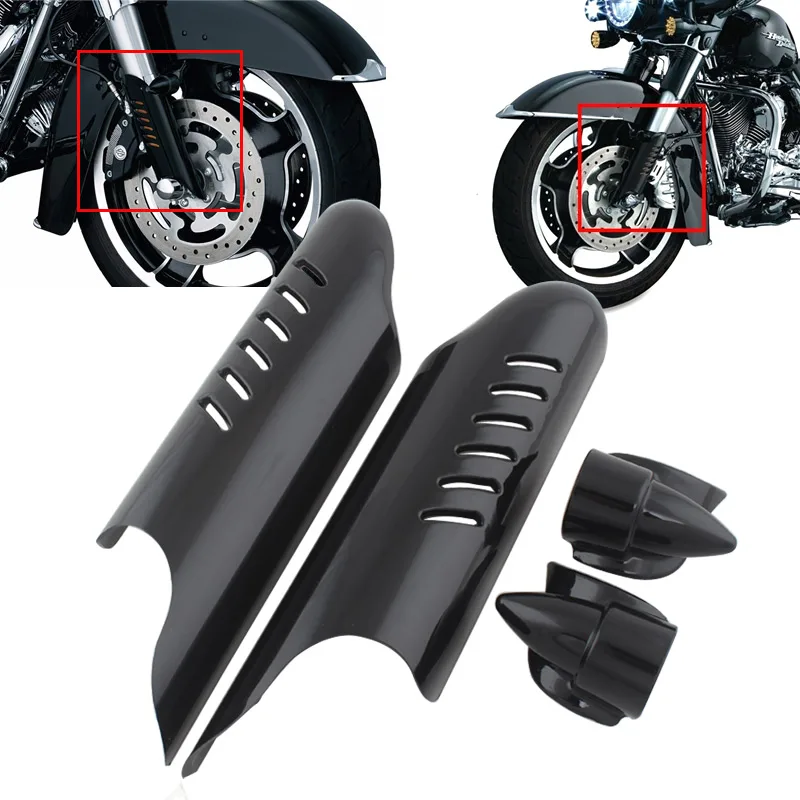 Motorcycle Accessories Lower Fork Leg Cover Guard Deflector Shield Black For Harley Touring Road King Electra Street Glide 00-13