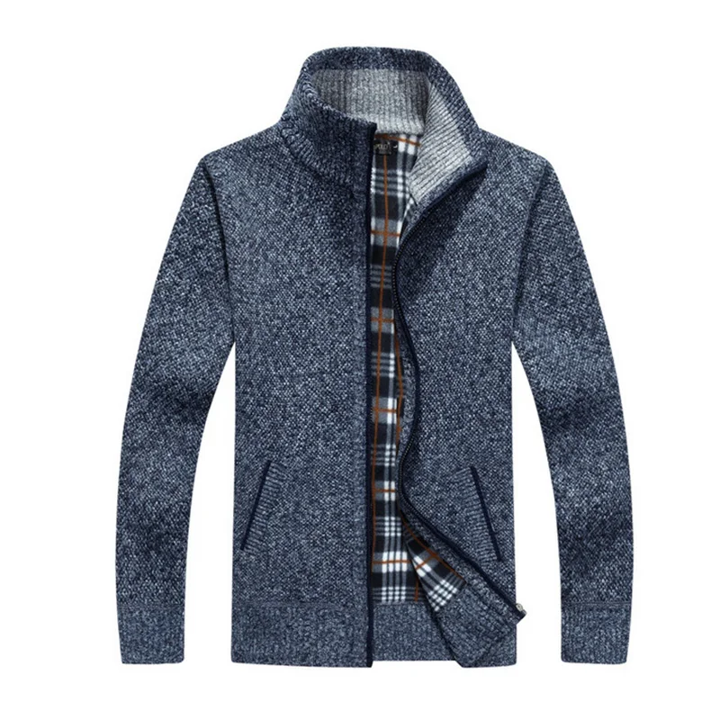 Winter Men\'s Fleece Sweater 4XL Cashmere Zipper Wool Cardigan Warm Sweater Coat Men Clothing Knitted Coats Homme AG1383