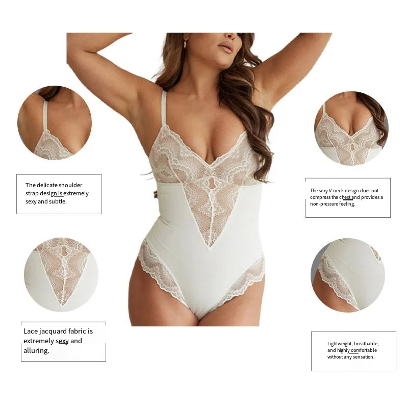 

Sexy V-Neck Breathable Lace Corset - Hourglass Body Shaper for Summer Suspender Underwear with Lightweight Waist Trainer