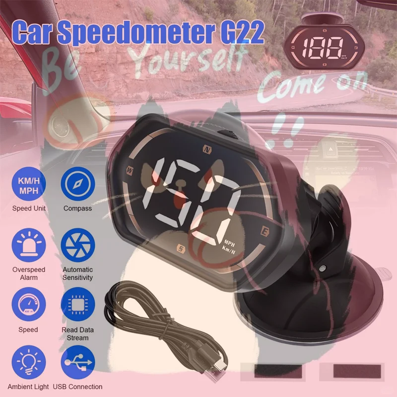 

G22 GPS Дисплей скорости HUD Автомобильный цифровой проекционный дисплей Спидометр Аксессуары Проектор Автомобильная электроника Компас Датчик HUD