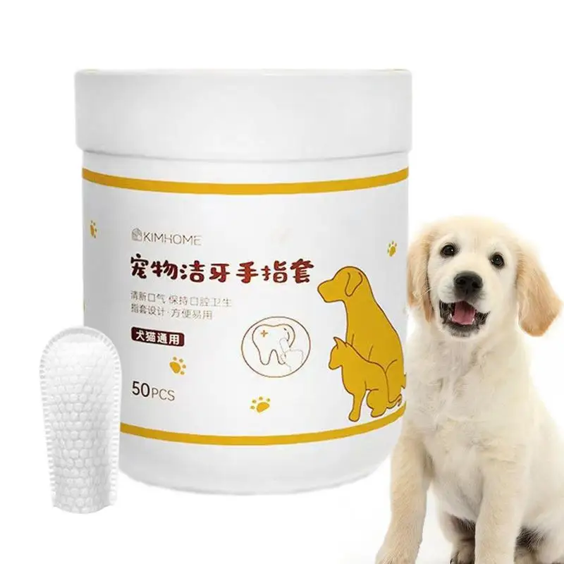 50pcs Pet Teeth Finger Wipes Pet Disposable Cleaning Wipes Ear And Cochlear Care  Cat Hygiene and Beauty Products for oral care