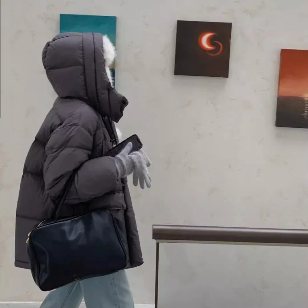 Lichte mode witte eendendonsjas met capuchon, waterdicht, dik, warm, winter, damesparka, pufferjack, overjas, vrouwelijk donsjack