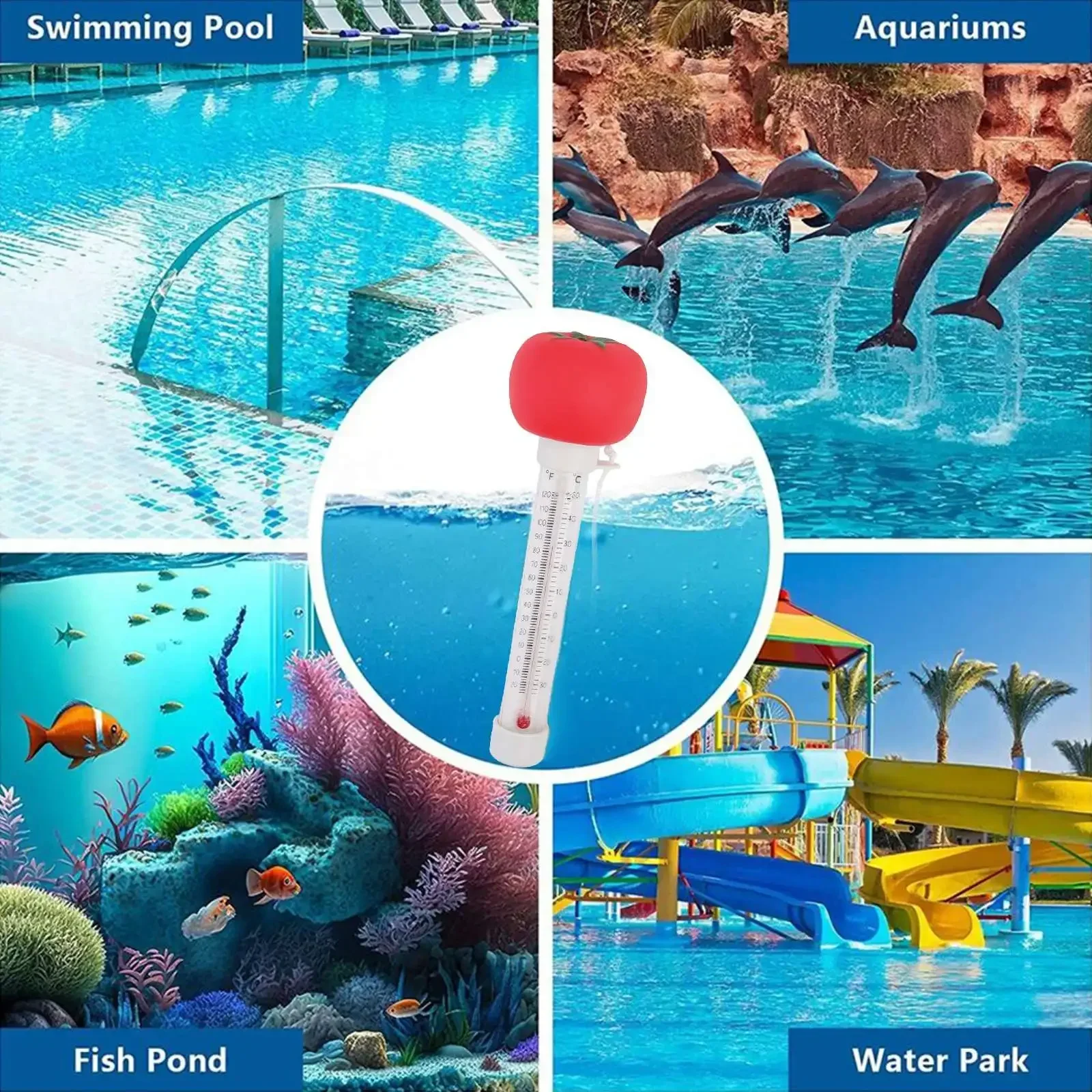 1pcs PVC Floating Swimming Pool Thermometer For Pond Spa Water Temperature 6*5*21 Cm For Swimming Pool  Outdoor