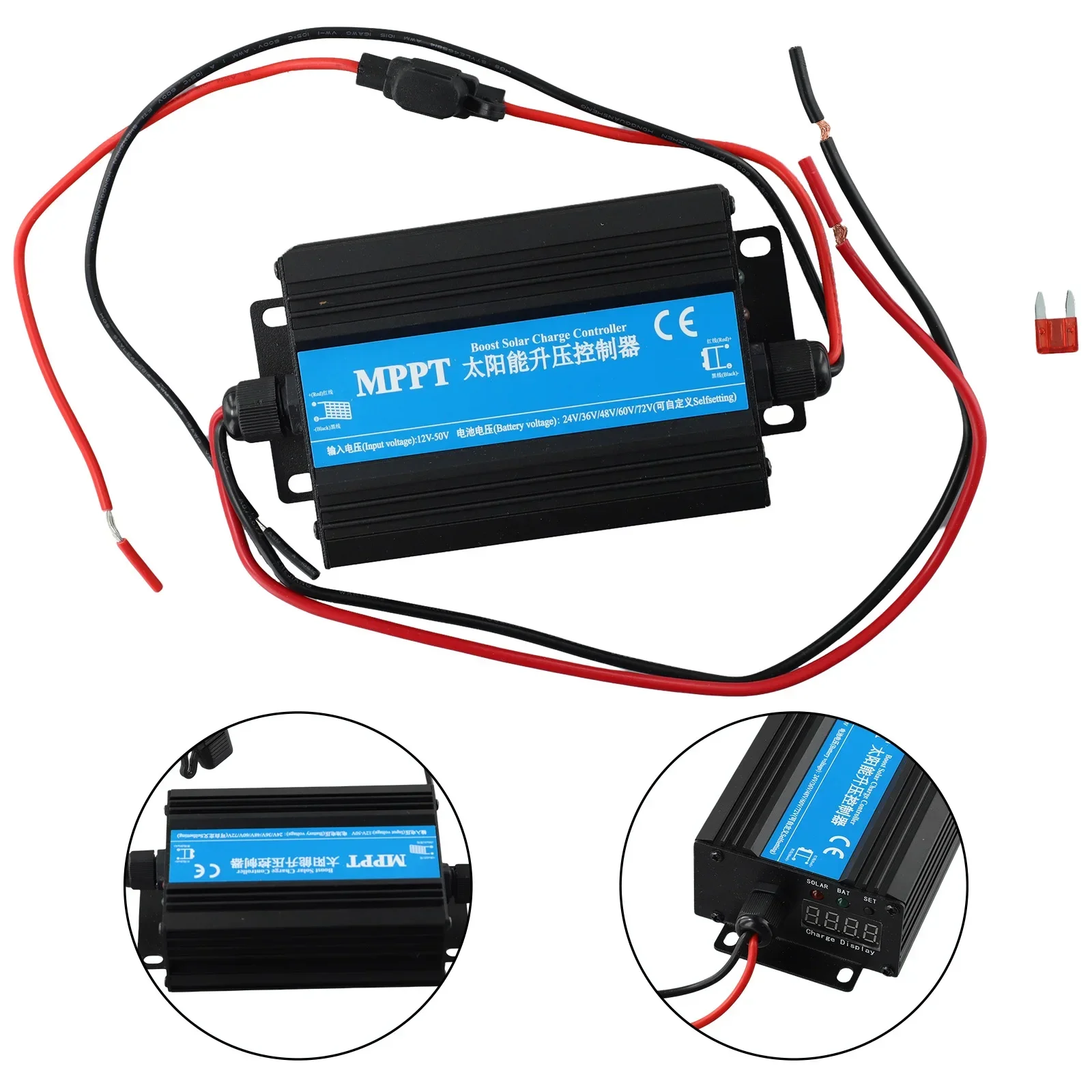 Booster Controller With LED Displays 24-72V Black CTK300-II High Performance MPPT Pvc Solar Booster Controller