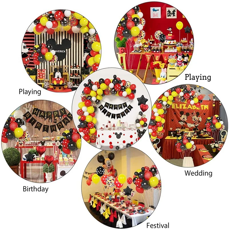 Mickey Cartoon Theme Latex Aluminum Film Balloon, Birthday Party Supplies, Decorative Balloon Chain Set