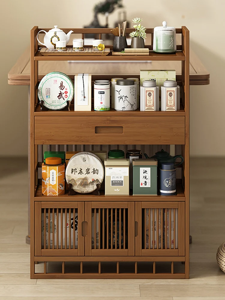 

New Chinese style coffee table small table household small apartment rack tea cabinet tea tea set display cabinet multi-layer te