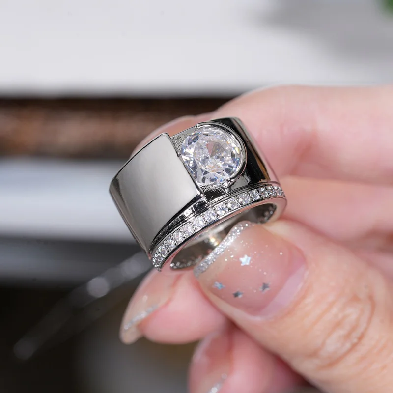 Huitan Kostbare, schillernde Ringe für Damen, moderne, große Statement-Fingeraccessoires, attraktiver, luxuriöser Schmuck für Hochzeiten und Partys