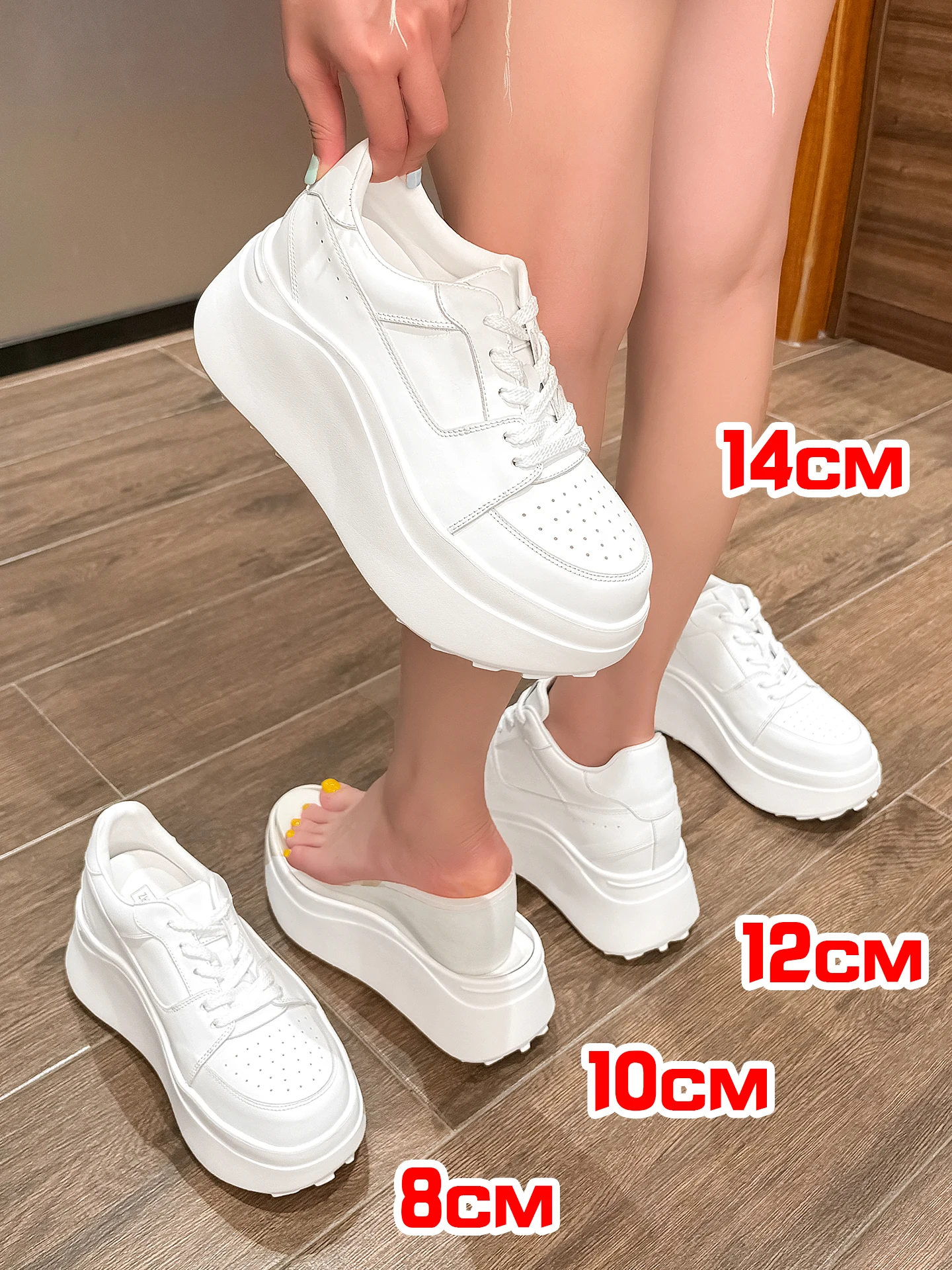 

Женская обувь, увеличивающая рост 8-14 см, повседневные белые кроссовки на платформе, спортивная обувь из натуральной кожи, женские туфли-лифты 12 см