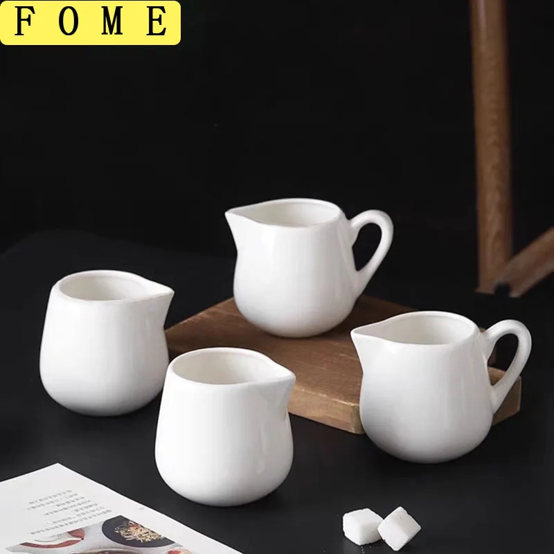 FOME Mini Ceramic Milk Jug With Handle Espresso Coffee Cream Jugs Kitchen Sauce Cup Serving Pitcher White Milk Cup - view 2