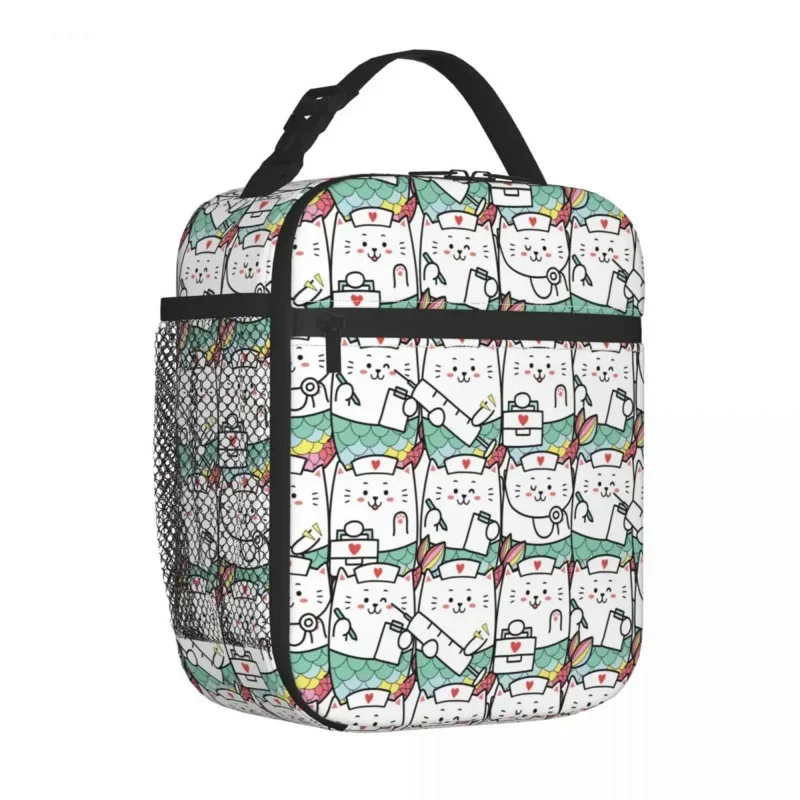 

Cute Mermaid Nurse Pattern Insulated Lunch Bags Thermal Bag Meal Container Tote Lunch Box Food Bag for Office School Travel