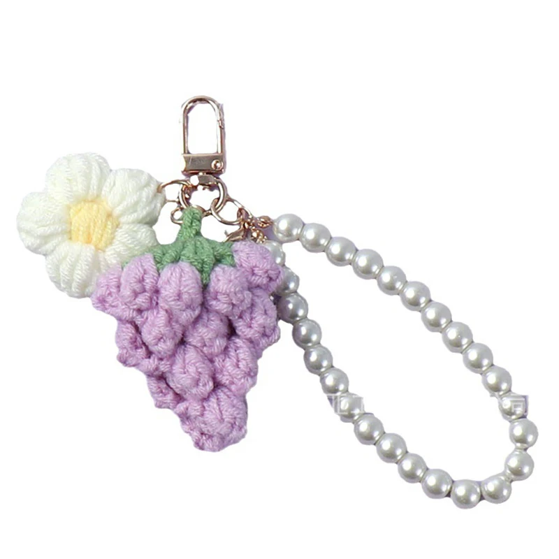 Fashion New Keychain Wool Grape Handmade Crocheted Finished Pendant Lady Bag Bag Charm Key Rings