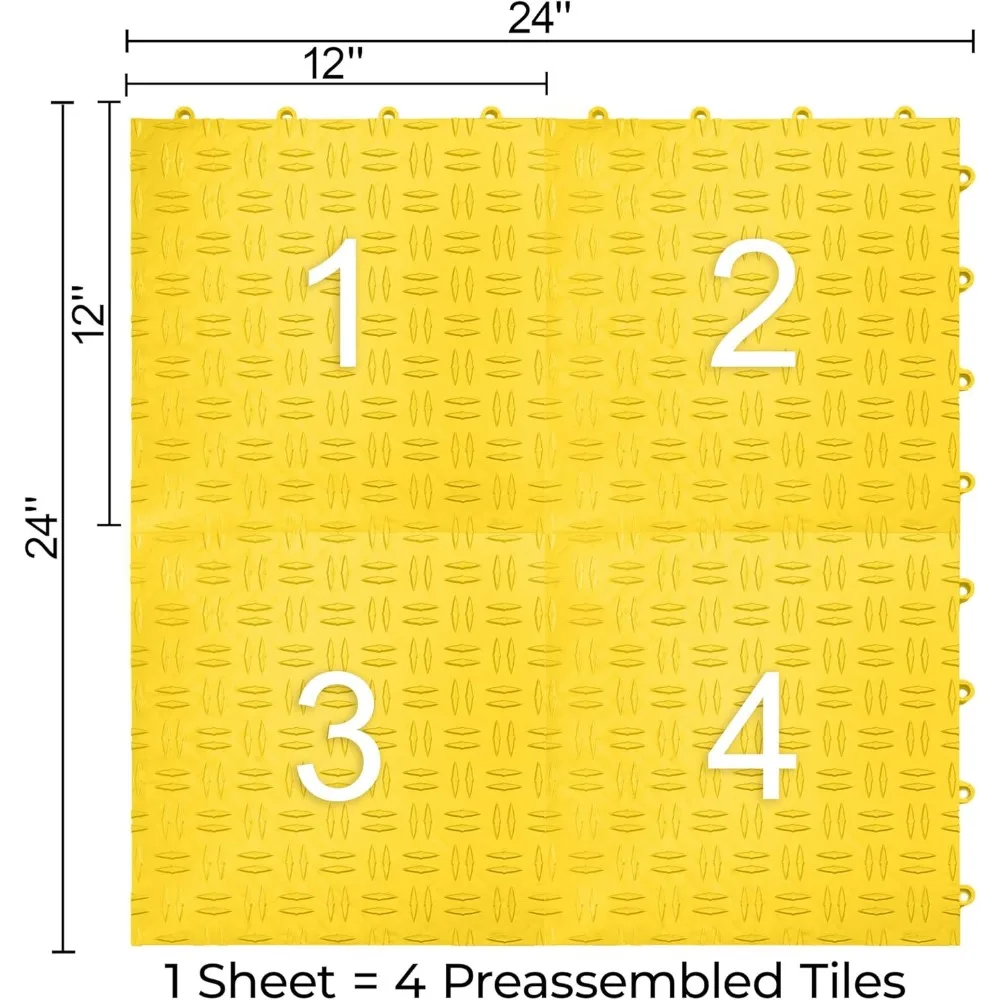 Interlocking Heavy-Duty Copolymer Non-Slip Modular Garage Floor Tiles for Easy Installation and Durability