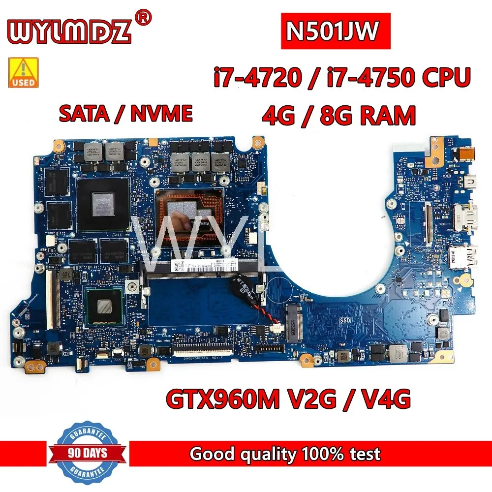 N501JW GTX960M/2G/4G I7CPU 4G/8G RAM Notebook Motherboard For Asus G501JW N501JW UX501J G501J UX50JW FX60J Laptop Mainboard