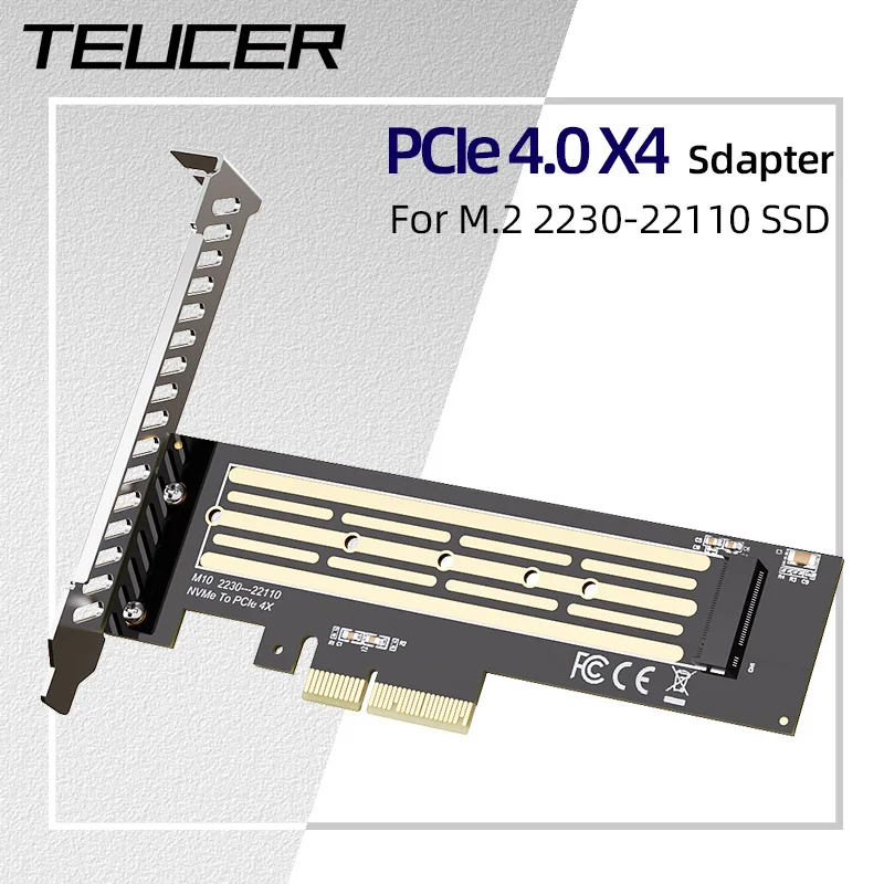 Adapter Teucer PCIe 4.0 X4 przeznaczony do M.2 2230/2240/2260/2280/22110 NVME 3.0 SSD 64 gb/s X8 X16 PC półprzewodnikowa karta rozszerzeń