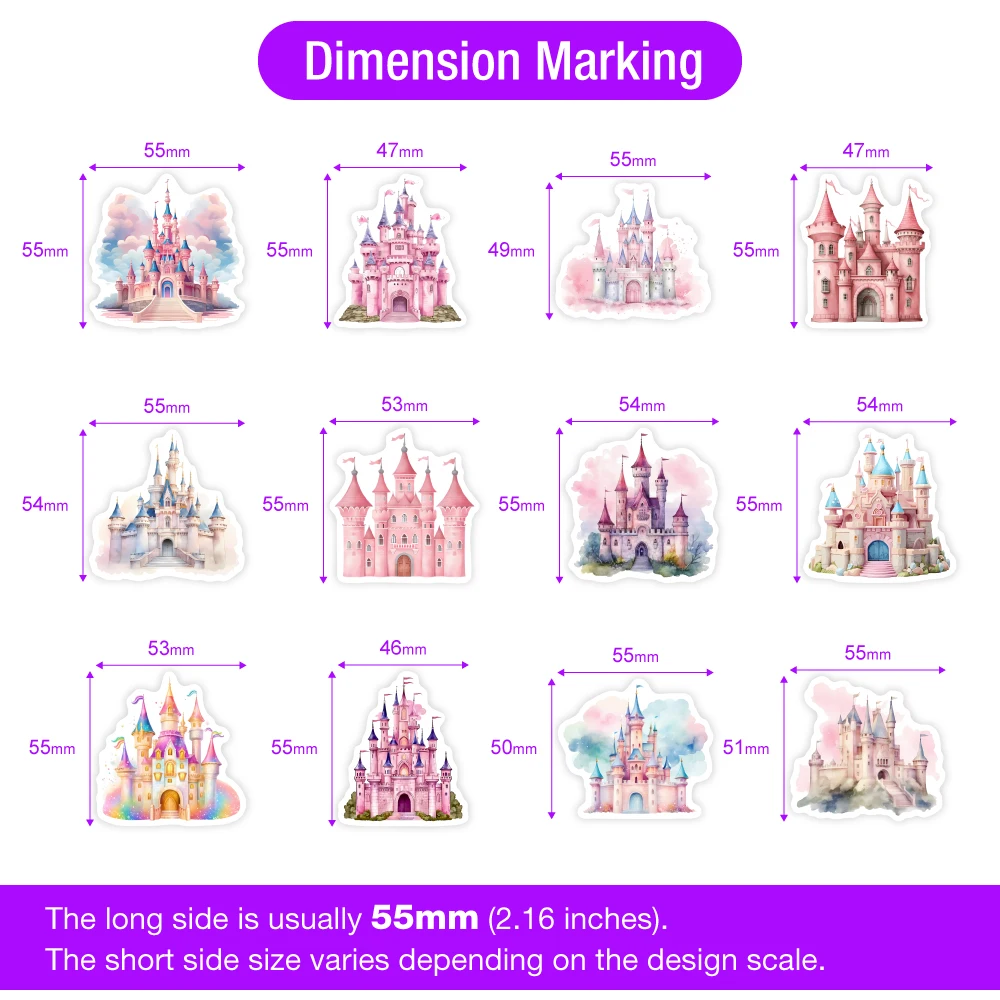 Picture 6: Watercolour Cartoon Castle Stickers DIY House Decal for Laptop Phone Scrapbook Luggage Decorative Bottles Graffiti Waterproof