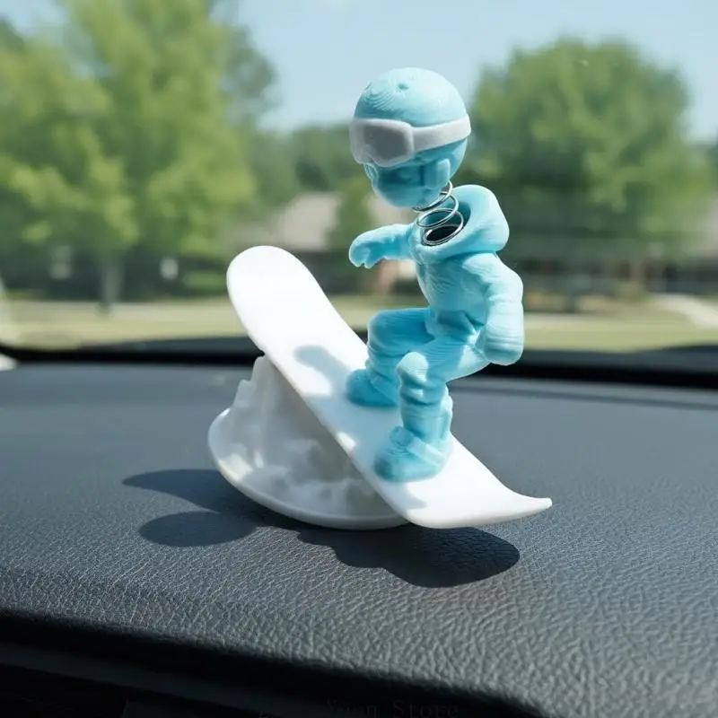 3D-gedruckte kleine Skifigur, Schaukelornament, Geschenk für Autoliebhaber und Sammler 3XUF – Detail 9