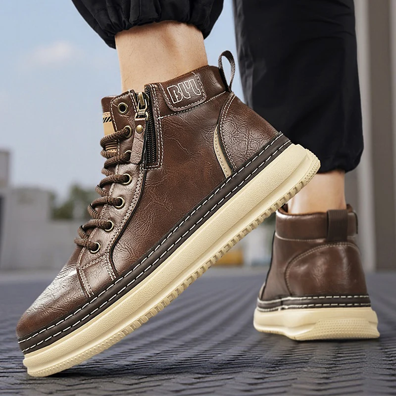 

Mens Oxford Boots Comfortable Casual Work Boots Short Boots for Men Durable Slip Resistant