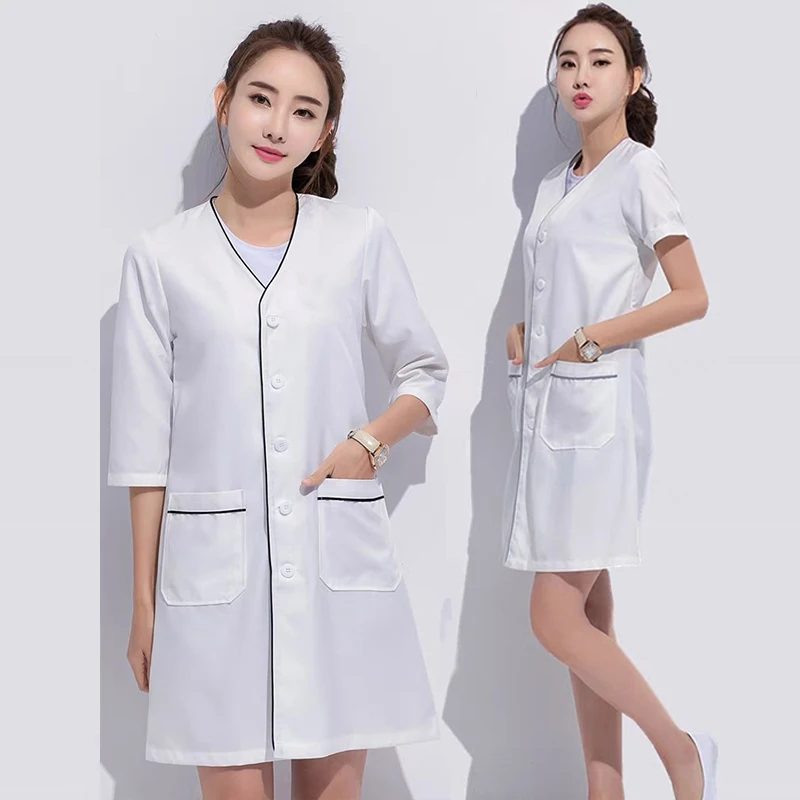 Beauty Salon Beautician Overalls Hairdressing Spa Massage Therapist Health Work Uniform Nail Salon Long / Short Sleeves Coats