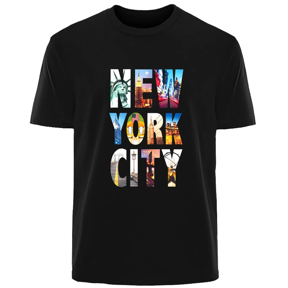 Creative Simple NEW YORK Printed Summer High Quality Men's 100% Cotton Breathable T-Shirt Casual Fashion Men's Street Wear