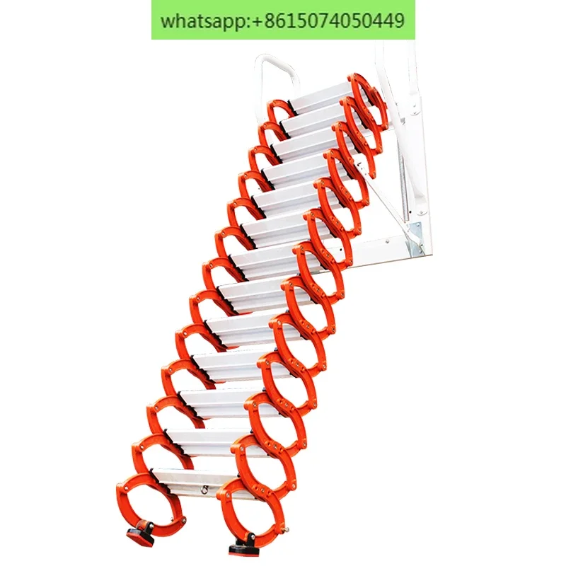 Attic telescopic staircase villa invisible lifting household indoor folding duplex outdoor stretching staircase customization