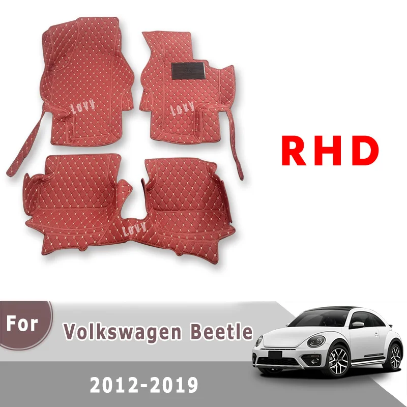 RHD Car Floor Mats For Volkswagen VW Beetle 2019 2018 2017 2016 2015 2014 2013 2012 Car Accessories Interior Carpets Foot Cover