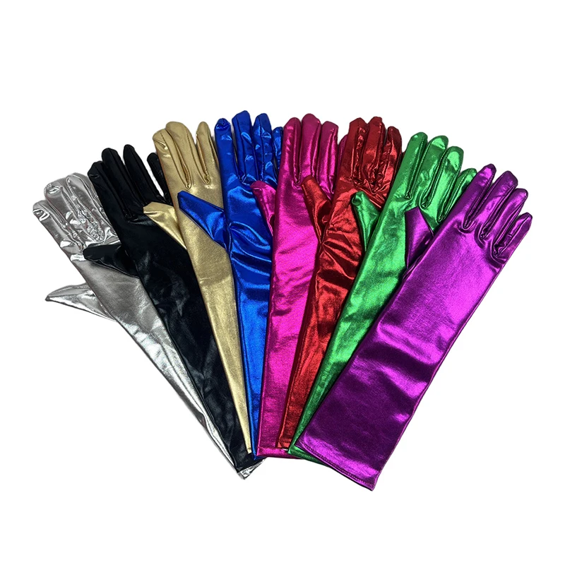 38cm Women Sexy Patent Leather Long Gloves Pole Dance Tight Glove Nightclub Cosplay Party Clothing Accessories Stage Performance