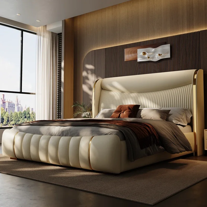 

Design Wedding Bed Nordic American Fashionable Comfortable Bed Double Nordic Aesthetics Soft Simple Wood Cama Casal Furniture