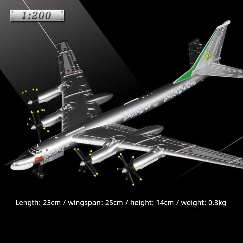 1/200 Scale Russian Tu-95 Strategic Bomber Simulated Alloy Diecast Airplane Model For Military Collection Desktop Aviation Decor
