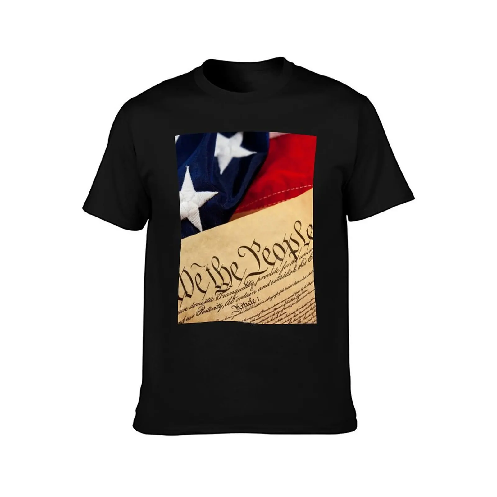 Constitution: Overhead View of USA Constitution and Flag T-Shirt plain tees vintage anime shirt shirts men graphic