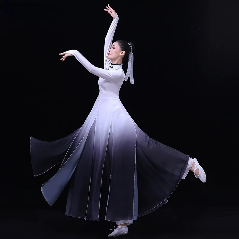 

Traditional Classical Ancient Yangko Dance Costumes Opening Dance Training Clothes Ink Gradient Hanfu Dance Wear for Stage